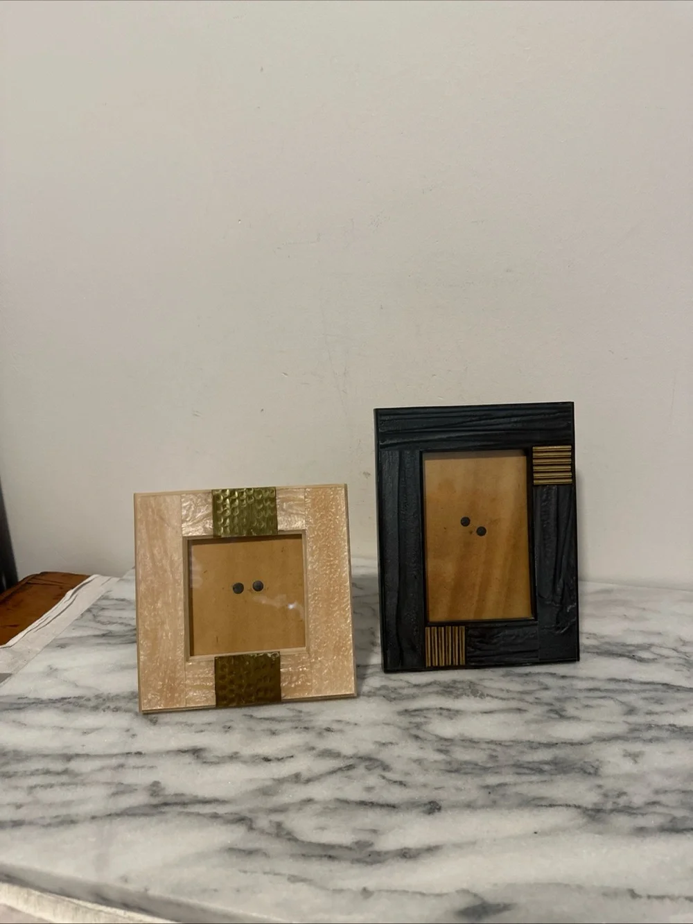 Anthropologie Neutral and Black Decorative Photo Frame Set - Home Accents